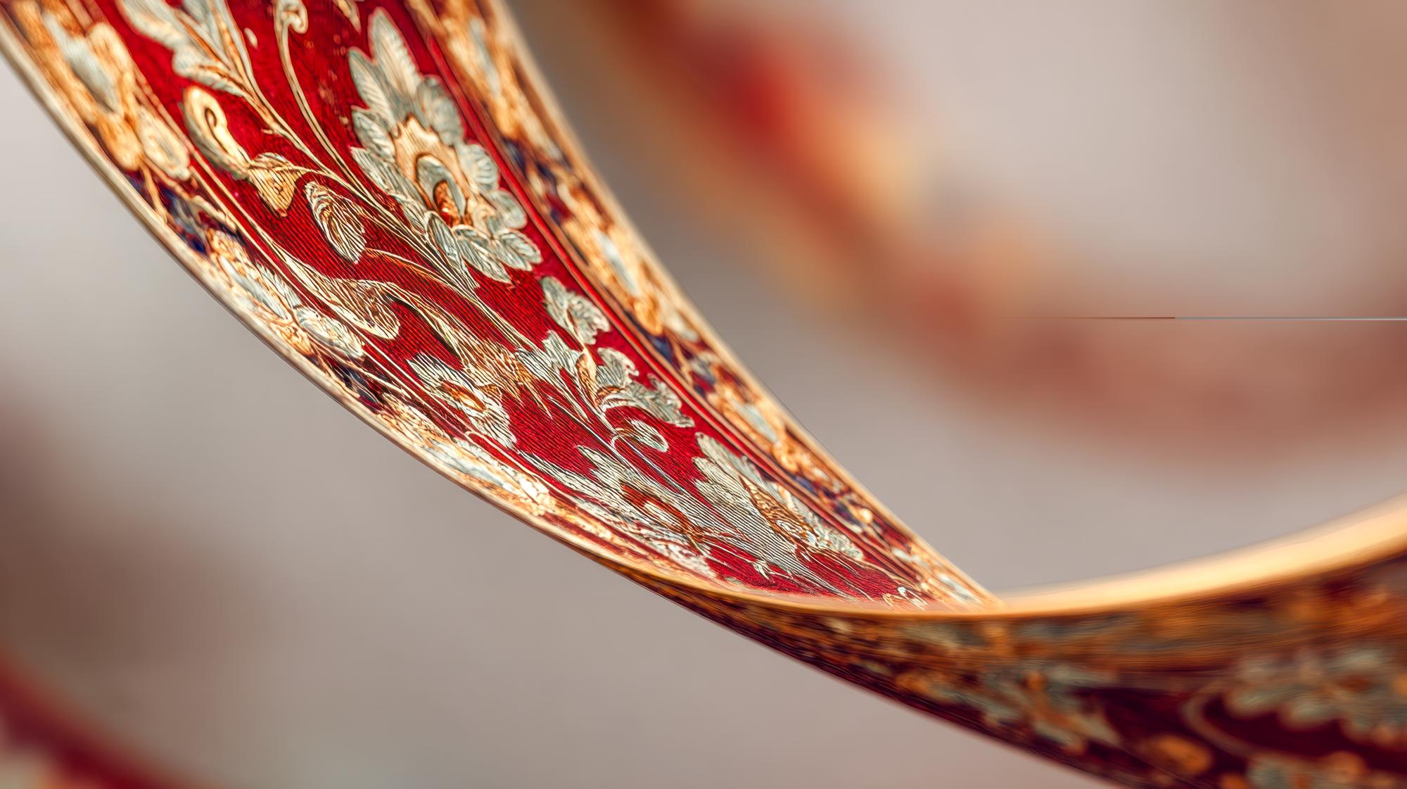 close-up of hand embroidery on silk fabric